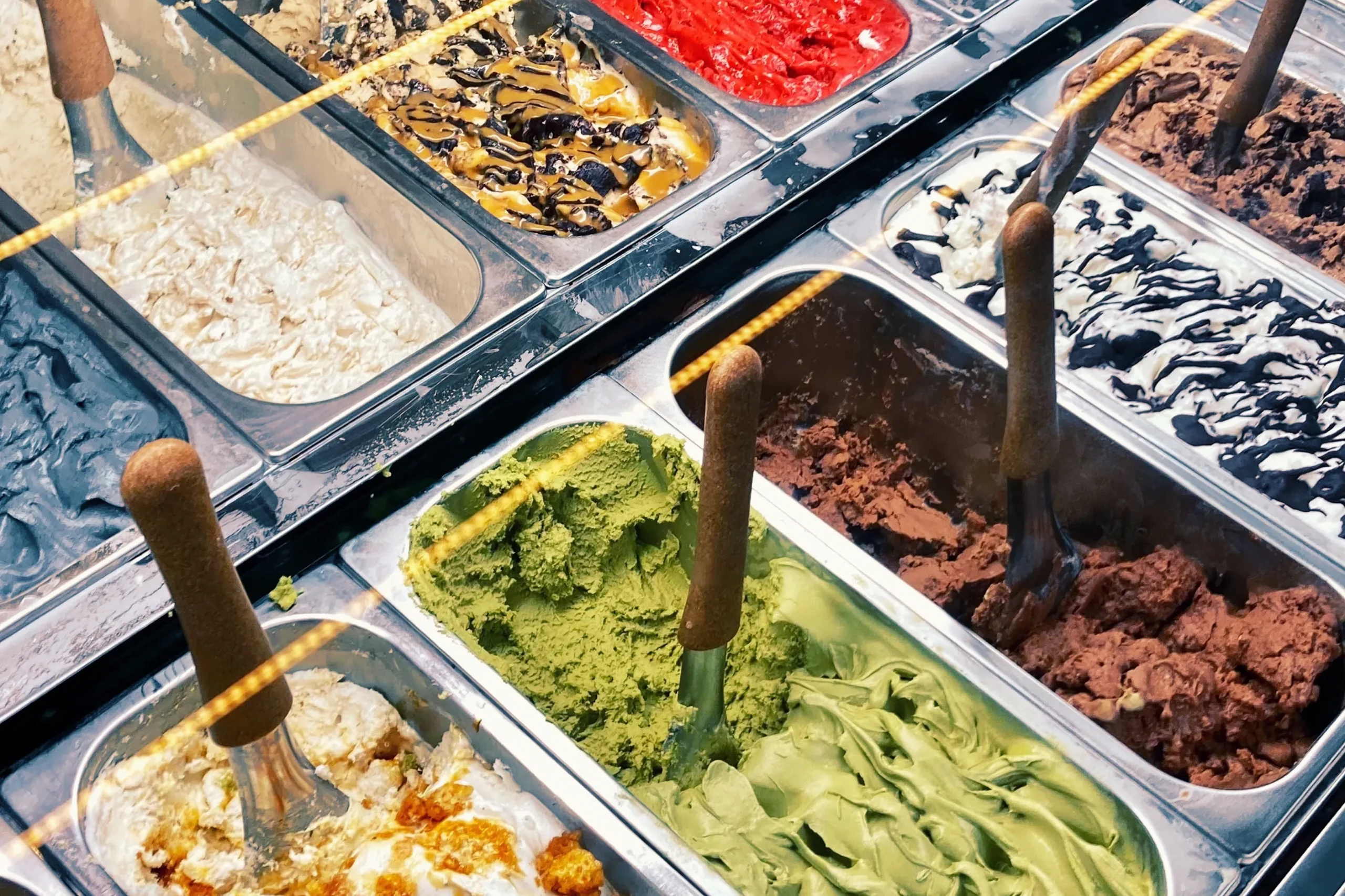 assorted gelato in the fridge